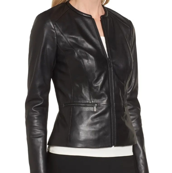 Emerson Rose Leather Merino Wool Blazer Jacket XL - Picture 3 of 13